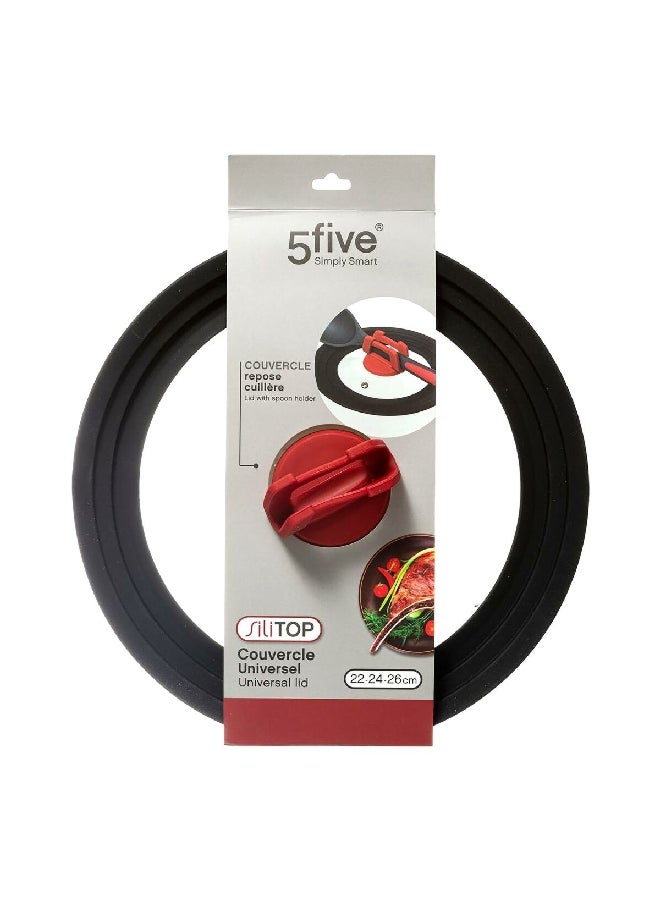 حامل ماكينة تحضير غطاء زجاجي لأوعية الطبخ بتصميم مستدير وباللونين الشفاف والاسود بحجم 22/24/26 سم 151488 - Image 1